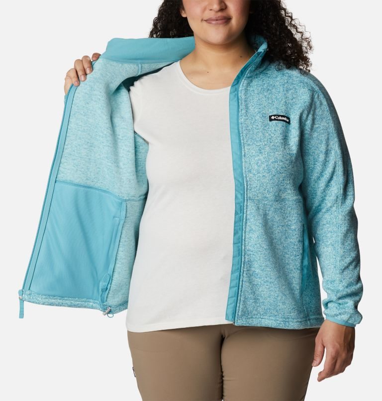 Women's Columbia Sweater Weather Full Zip Fleece Jackets Turquoise | Plus Size CA-M0436